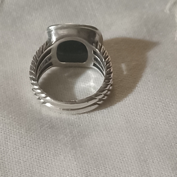 David Yurman Albion Ring with Onyx and Diamonds, SS, Size 7 - Picture 8 of 12